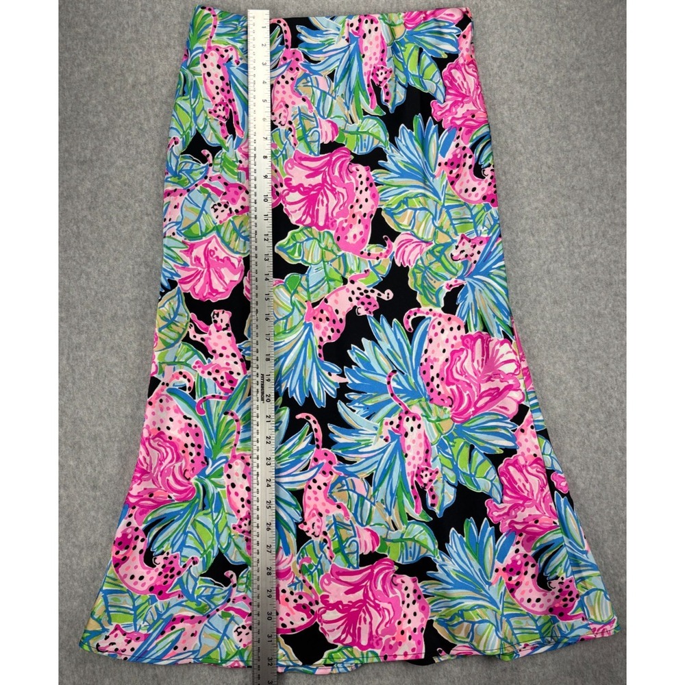 Lilly Pulitzer Rosario Midi Skirt Womens 6 Black Pink Spot Ya Leopard Colorful - Picture 7 of 7